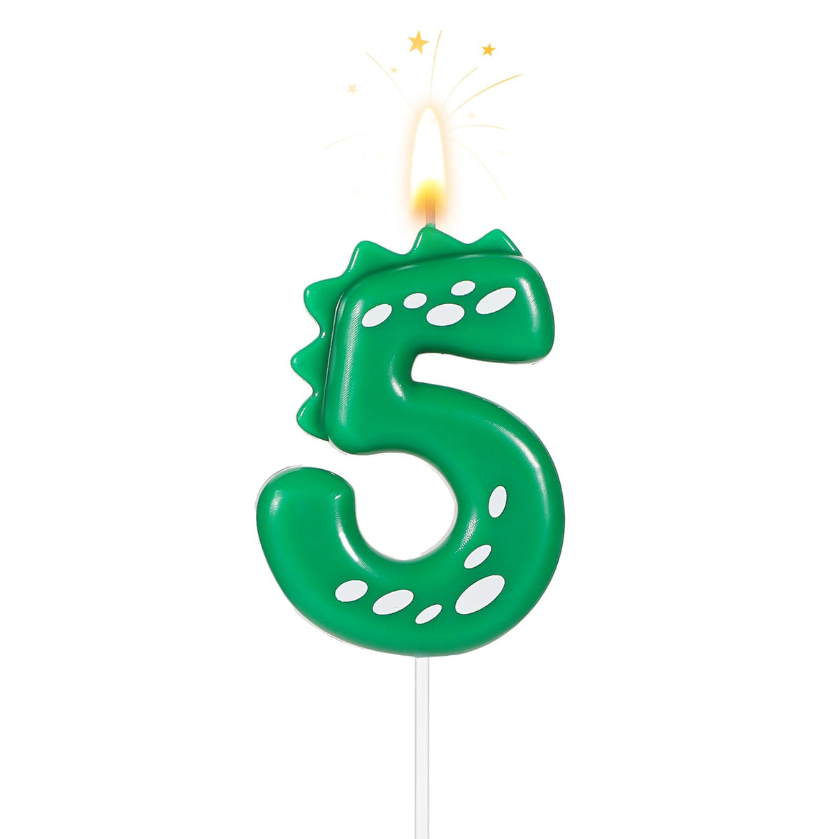 Birthday Number Candles, 2.8 Inch Dinosaur Candle Birthday Cake Candles Dinosaur Birthday Candle for Cake Dinosaur Candle Theme Party Decoration(Number 5)