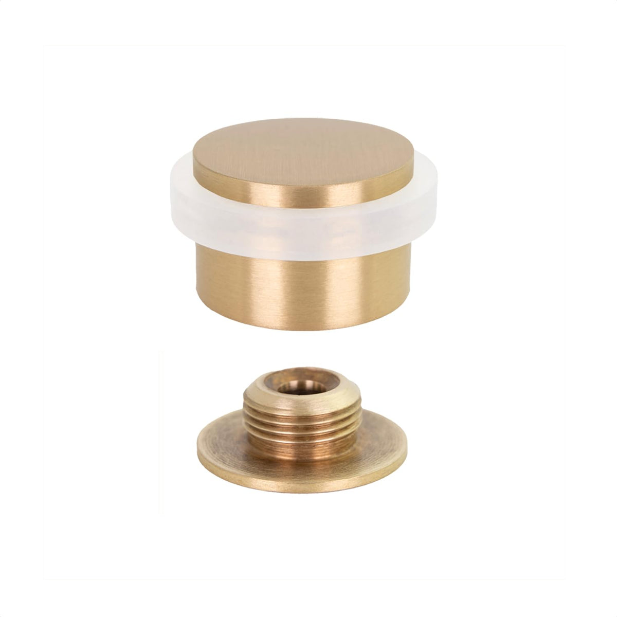 EVI Herrajes, Adhesive Door Stop with Threaded Base, Brass Matte, White Rubber, Ref.I-103/28-B-DUAL-LMT