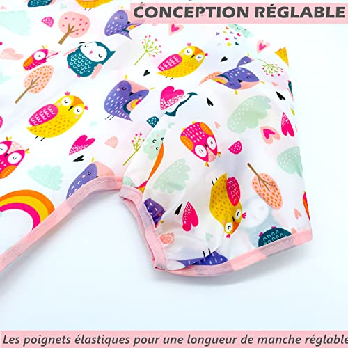 ElecMotive 3pcs Long Sleeve Waterproof Baby Bib with Collection Pockets Children Baby 10-36 Months (3pcs B)