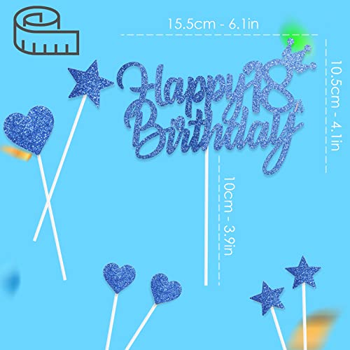 Personalised Happy 19th Birthday Cake Toppers Birthday Cake Decorations Blue for Boy Men Girl Women, Double Sided Glitter Cupcake Topper Cake Topper Kit 19 Years Birthday Party Cake Décor Supplies