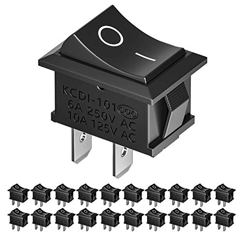 GTIWUNG 35Pcs On/Off Rocker Switch, Mini Boat Switch 10A/125V 6A/250V, 2 Pin Toggle SPST Press Button Toggle Switch for Car Auto Boat Household Appliances, Black