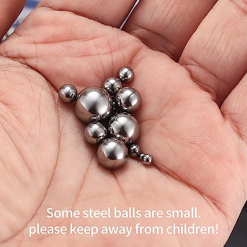 600 Pcs Precision Ball Bearings, Stainless Steel Bearings Balls Set, 13 Sizes Bicycle Bearing Steel Ball Assortment Kit for Bicycles, Skateboard, Motorcycles, Casters