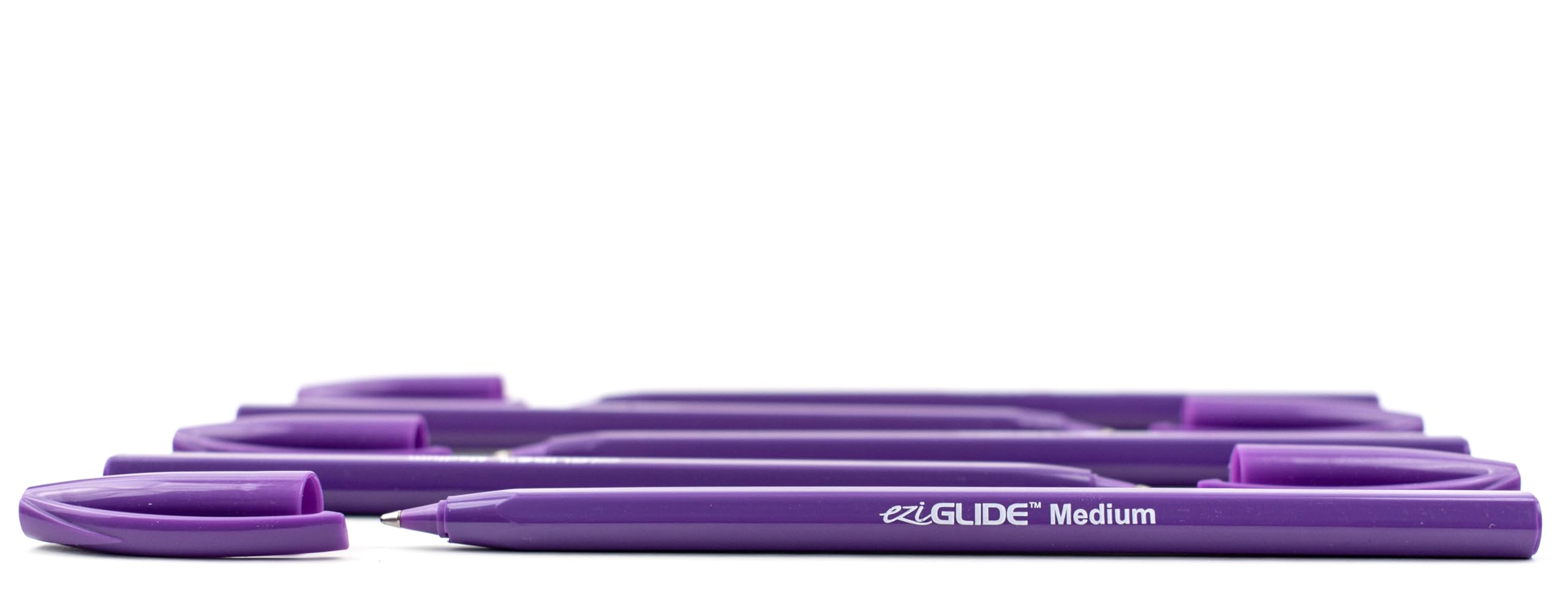 Eziglide Ballpoint Purple Pen, Pack of 10 Ballpoint Pens, Smooth Writing Action-Medium Point 1.0mm Coloured Pens Multipack - Ball Point Pens Ideal Pens for School, Home or Work Stationery Supplies