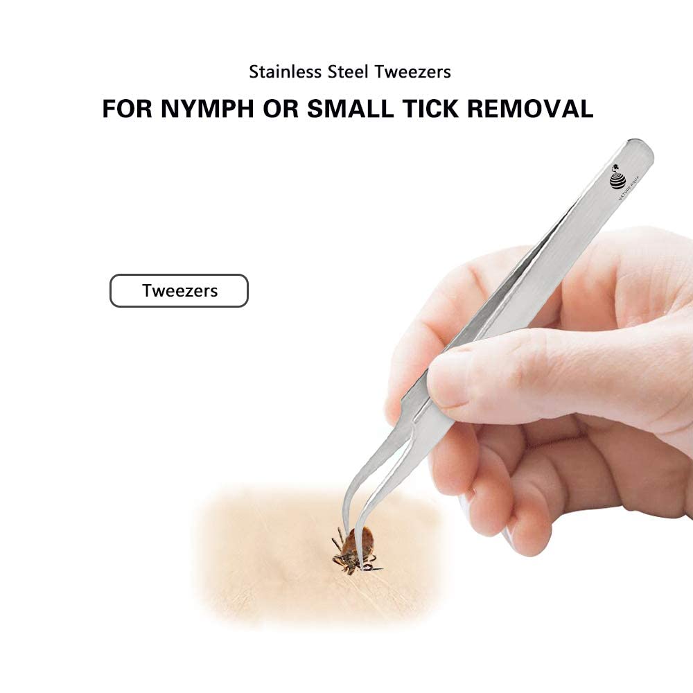 Tick Remover, Tick Removal Tool, Stainless Steel Tick Remover, Professional Tick Tweezers for Dogs/Cats/Horses/Humans, Tick Hook Kit Included Removal Tweezersand Tick Shoveland Iron Box