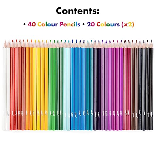 abeec Assorted Colouring Pencils for Kids - Art Colouring Pencils - Colouring Pencils Set - x 40 Assorted Coloured Artist Pencils - Back To School Supplies