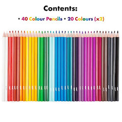 abeec Assorted Colouring Pencils for Kids - Art Colouring Pencils - Colouring Pencils Set - x 40 Assorted Coloured Artist Pencils - Back To School Supplies