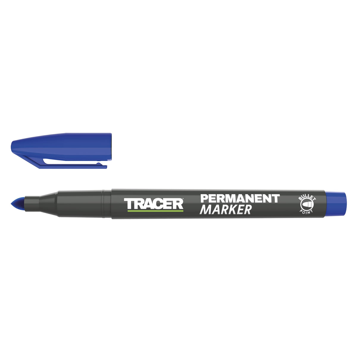 Tracer Fine-Point Permanent Construction Marker (1-2mm Bullet Point General-Purpose Marker with quick-drying ink) – Blue