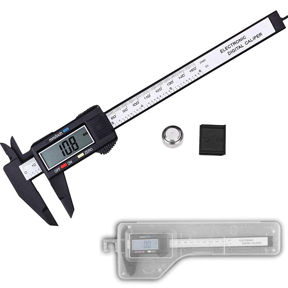 Bestgle Digital Caliper, Accuracy LCD Screen Electronic Digital Vernier Caliper Gauge Carbon Fiber Mircometer Ruler Measuring Tool for Length Width Depth Measurement, 150mm/6inch