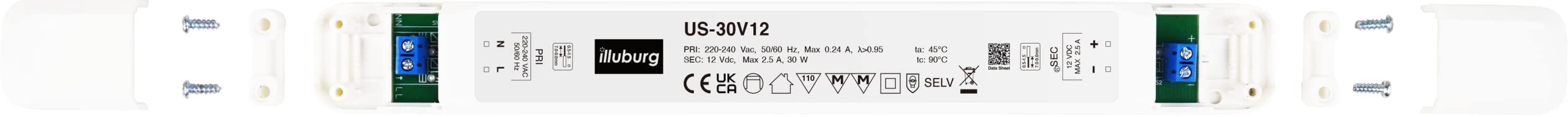 illuburg LED Driver 12V 30W Slim Flickerfree for LED Strip Spot Light LED Power Supply Transformer