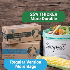 Greener Walker 25% Extra Thick Compost 6L/10L/30L Caddy Bin Liners-120 Bags Biodegradable Kitchen Food Waste Bags(6L)