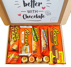 Reeses American Chocolate Gift Box   Reese's Peanut Butter Chocolate Hamper   Reese American Candy Gift Set Selection   Chocolate Letterbox Friendly Gift Box   Chocolate Gift for Reeses Lovers