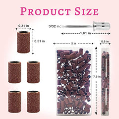 100Pcs Nail Sanding Bands for Nail Drill, 80Grit Nail Drill Sanding Bands with 3/32” Nail Drill Bit for Remove Hard Gel Nail, Shape Acrylic Nail, Professional Nail Drill Bands Accessories with Boxed