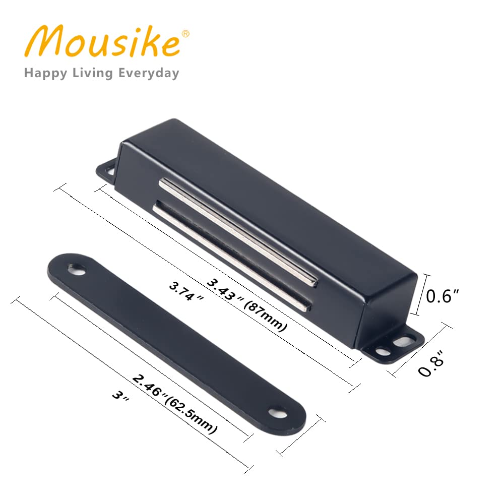 Mousike Magnetic Door Catch 30KG Strong Stainless Steel Cabinet Magnetsfor Kitchen Cupboard Wardrobe Closet Cabinet Door Latch (Black 2 Pack)