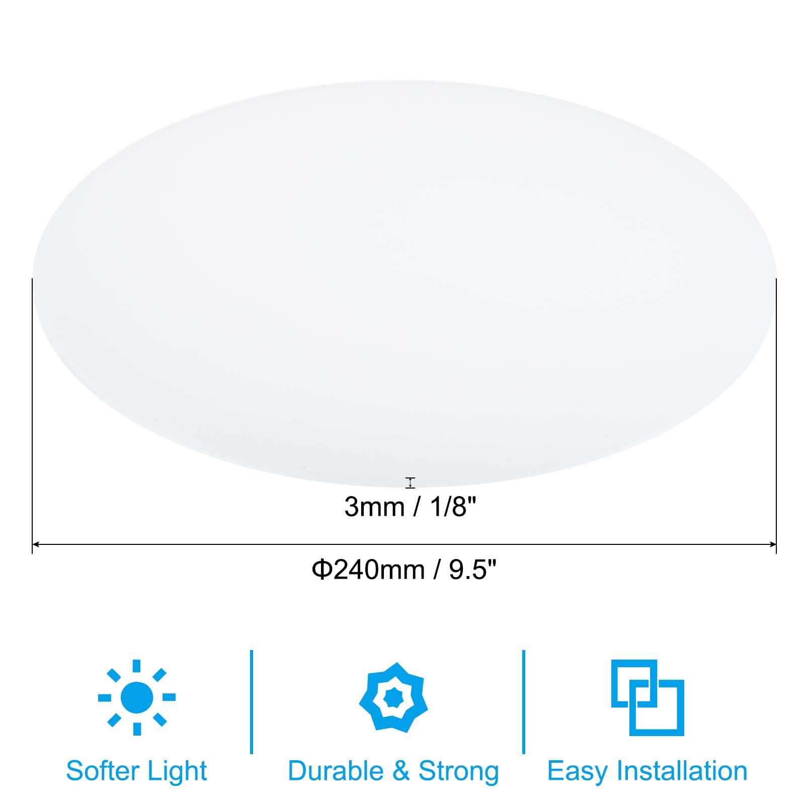 PATIKIL Lampshade Diffuser, 9.5 inches Diameter Round Diffuser for Drum Lampshades Pendants Light, DIY Light Shield Fits 10-12 inches Openings, Frosted White