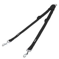 HAPPY HACHI Adjustable Double Dog Lead Coupler No Tangle Nylon Twin 2 Pet Trainer Leash Splitter (S 13-19.7in, Black)