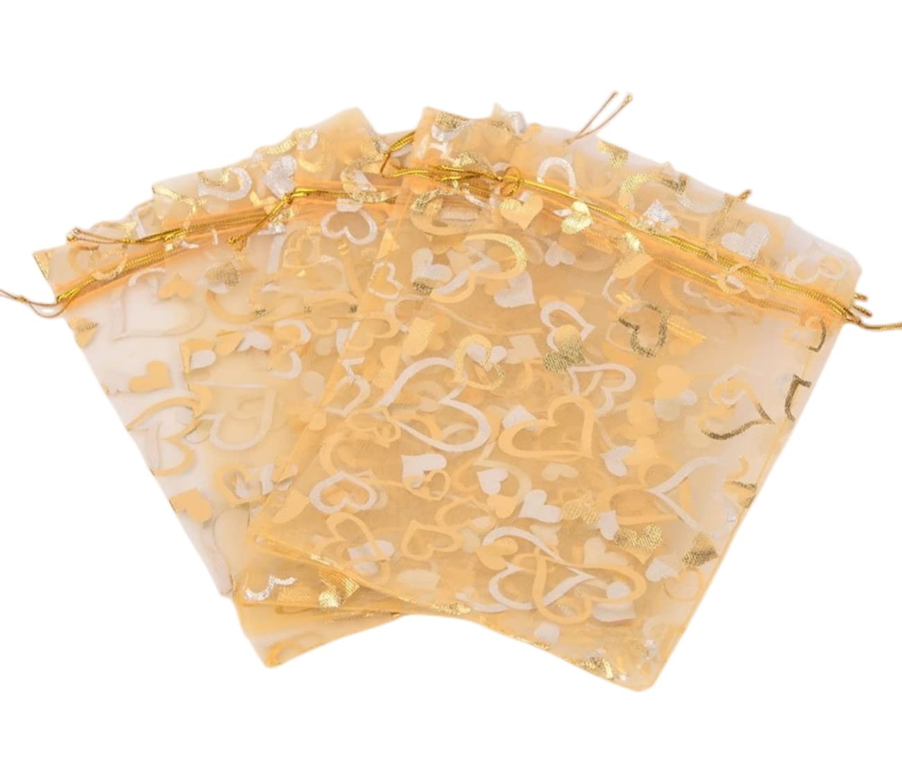 FAVORTALK Wedding Favour Bags 30pcs Drawstring Pouches Jewellery Favour Gift Bags for Wedding Christmas Festival Gift Party Gold Organza Bags (Gold)