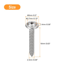 sourcing map ST2.3x16mm Phillips Pan Head Self-tapping Screw with Washer, 100pcs - 304 Stainless Steel Wood Screw Full Thread (Silver)