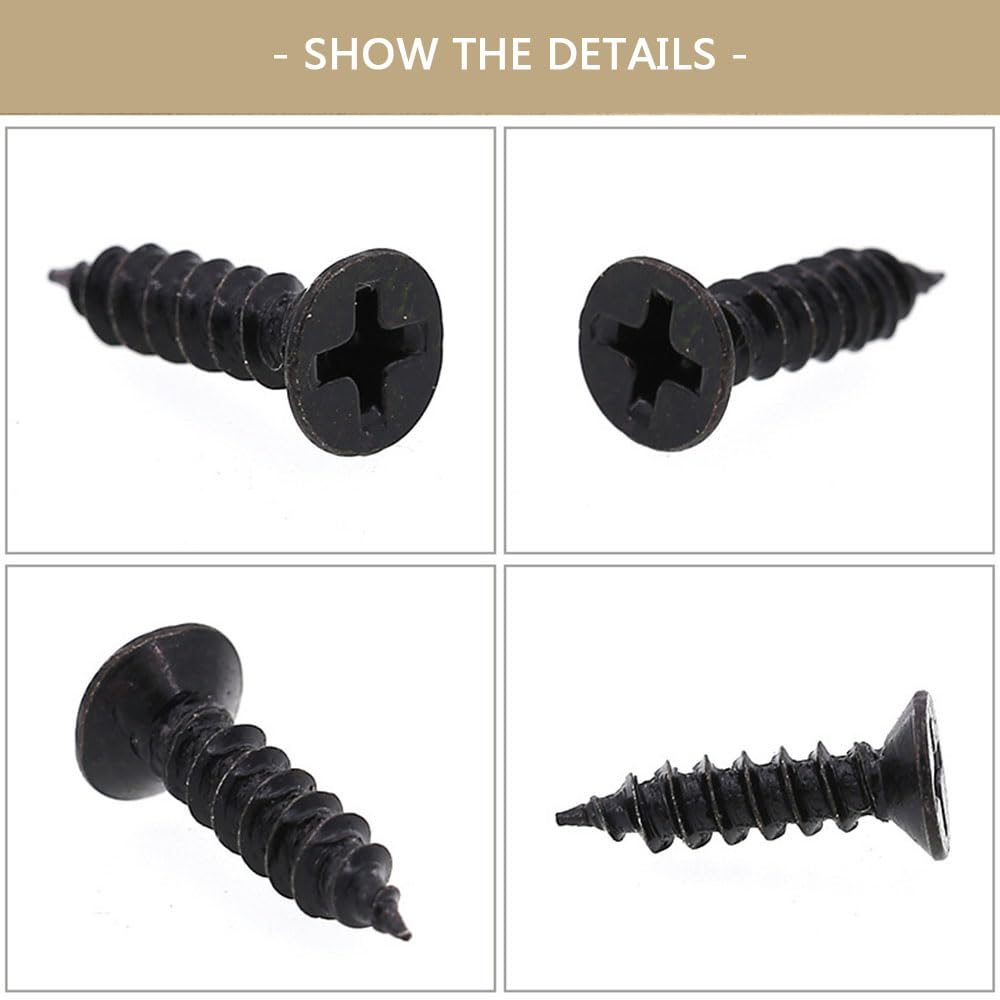 50 Pcs Black Self Tapping Screws, M5 x 45mm Multi Purpose Screws, Zinc Plating 304 Stainless Steel, Phillips Flathead Screws for Wood, Drywall and Furniture