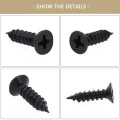 50 Pcs Black Self Tapping Screws, M5 x 45mm Multi Purpose Screws, Zinc Plating 304 Stainless Steel, Phillips Flathead Screws for Wood, Drywall and Furniture