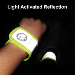 SwimCell Reflective Armbands For Running. High Visibility, Glow Up 360 Degree Safety Reflective Gear Strips For Nighttime Walking. Armbands For Wrist, Arm or Ankle - Neon Yellow Large Pack of 2