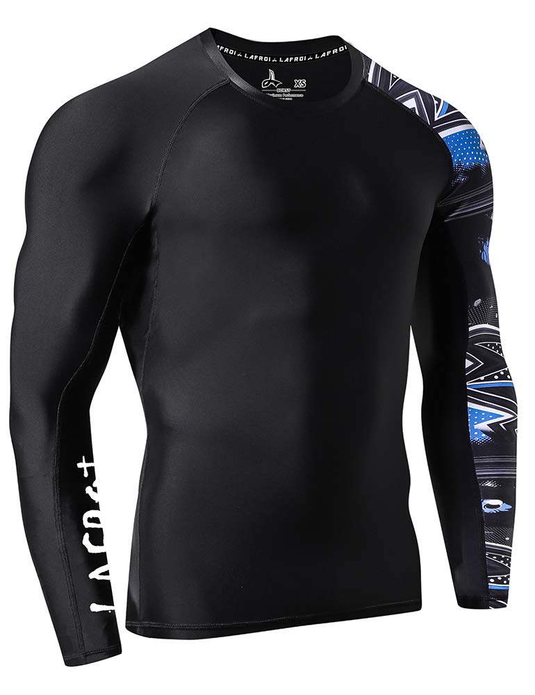 LAFROI Men's Long Sleeve UPF 50and Baselayer Skins Performance Fit Compression Rash Guard-CLYYB Asym Gaze Size LG