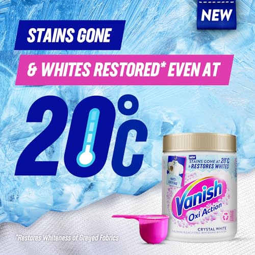 Vanish Gold Oxi Action Stain Remover and Whitening Booster Powder For Whites 1.5 kg, Removes Tough Stains Even at 20°C, Restores Whiteness of Greyed Fabrics (Packaging May Vary)