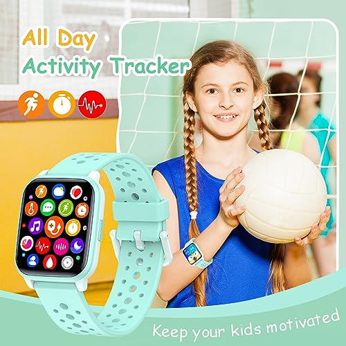 LAMA Kids Smart Watch, 1.4 inches Touch Screen Activity Trackers, Fitness Trackers With Heart Rate Monitor, Waterproof IP68 Tracker Watch Pedometer Stopwatch, Smart Watch for Girl Boy, Green