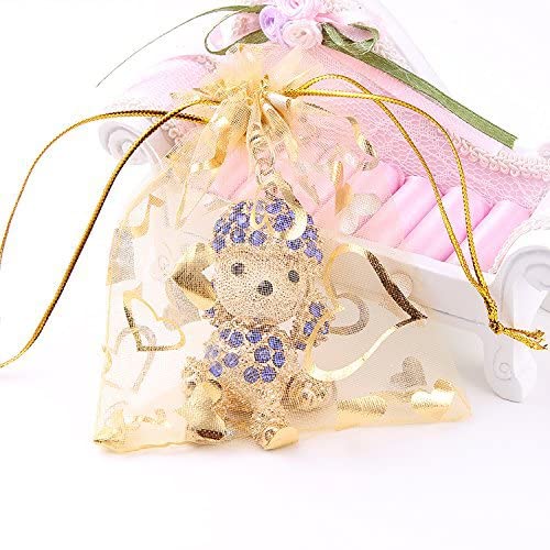 FAVORTALK Wedding Favour Bags 30pcs Drawstring Pouches Jewellery Favour Gift Bags for Wedding Christmas Festival Gift Party Gold Organza Bags (Gold)