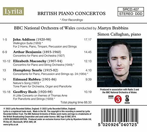 John Addison, Arthur Benjamin, Elizabeth Maconchy, Humphrey Searle, Edmund Rubbra: British Piano Concertos