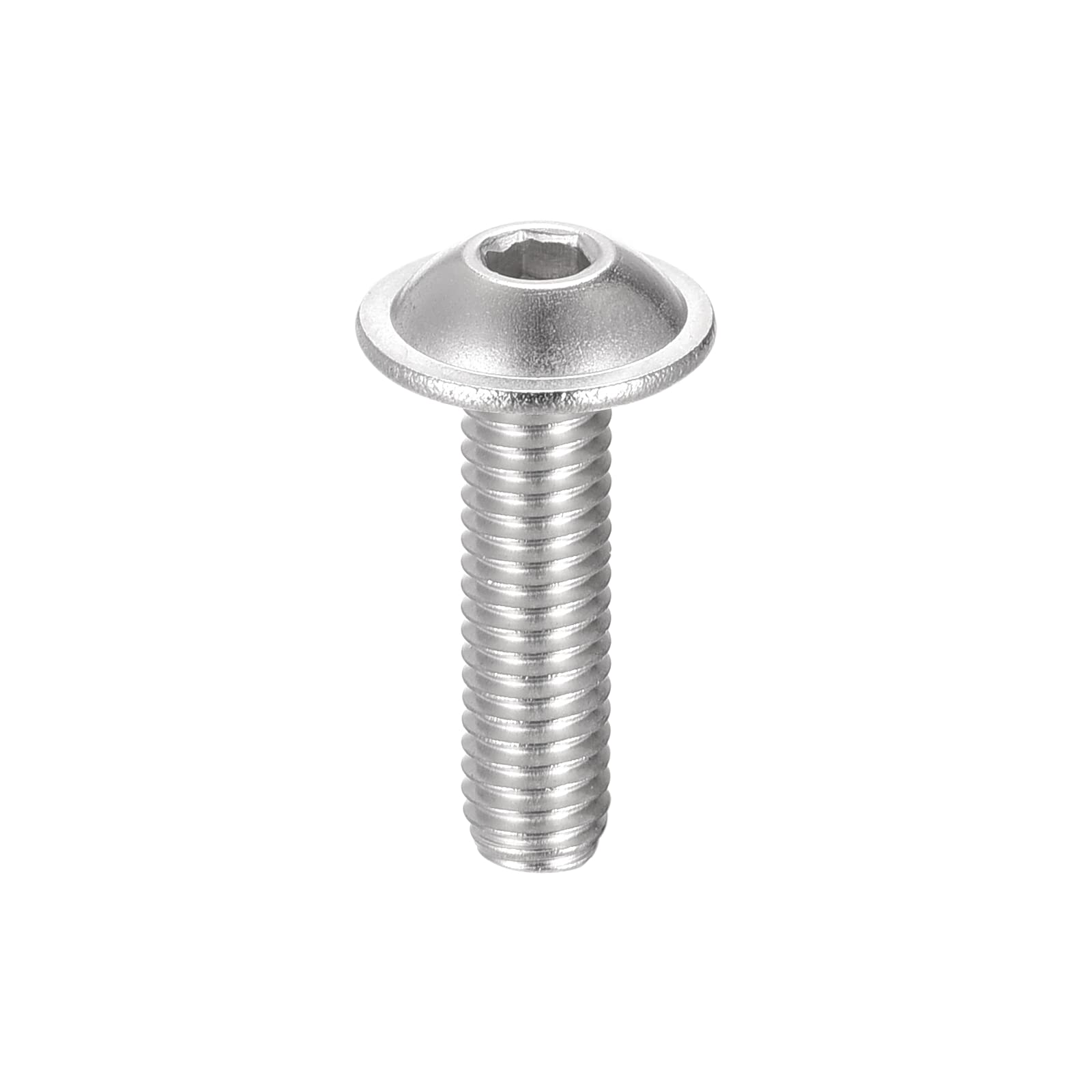 sourcing map Flanged Button Head Socket Cap Screws, M5*18mm Hex Socket Drive Screw, 304 Stainless Steel Fasteners Bolts, Fully Threaded Machine Screw 50Pcs