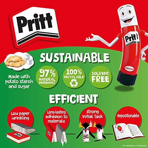 Pritt Glue Stick, (Pack of 4 x 22g) Safe & Child-Friendly Craft Glue for Arts & Crafts Activities, Strong-Hold adhesive for School & Office Supplies, Pritt Stick