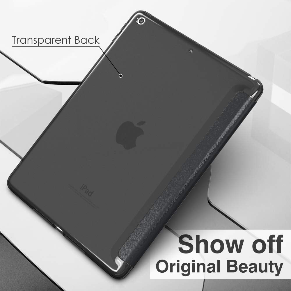 MoKo Case For New iPad 9th/8th/7th Gen Case (2021/2020/2019), Soft TPU Translucent Frosted Back Cover Slim Shell Protective Case with Stand for iPad 10.2 inch,Auto Wake/Sleep, Space Gray