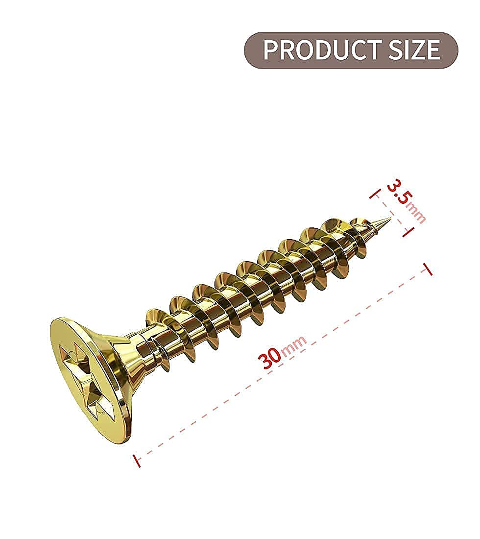 3.5x30mm Wood Screws,Flat Head Screws for Wood, Zinc Galvanized,Multi Purpose Screws (100pcs)