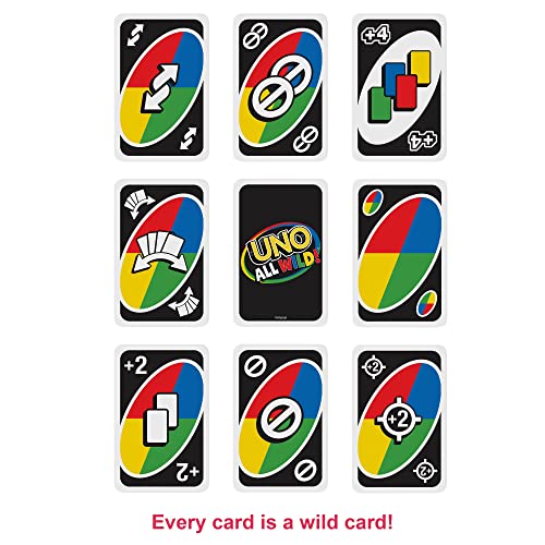 UNO All Wild Card Game with 112 Cards, Gift for Kid, Family & Adult Game Night for Players 7 Years & Older, HHL33