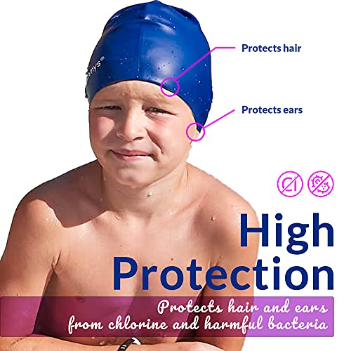 Limmys Kids Swimming Cap - 100% Silicone Kids Swim Caps for Boys and Girls - Premium Quality, Stretchable and Comfortable Swimming Hats Kids- Available in Different Attractive Colours (Yellow)