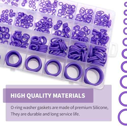 YIXISI 420 PCS 24 Sizes Purple O-Rings Assortment Kit, Silicone Metric O-Rings, for Tap Plumbing Washer Seal & Auto Quick Repair