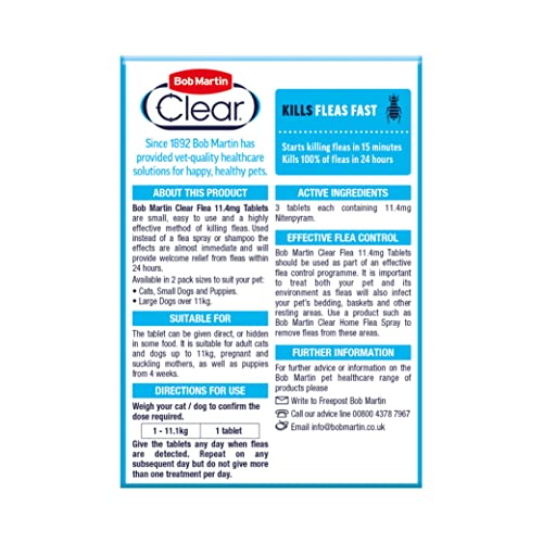 Bob Martin Clear Flea Treatment for Cats (3 Tablets) - Kills 100 Percent of Fleas within 24 Hours