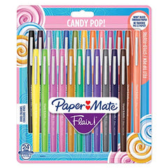 Paper Mate Flair Felt Tip Pens   Medium Point (0.7mm)   Assorted Candy POP Colours   24 Count