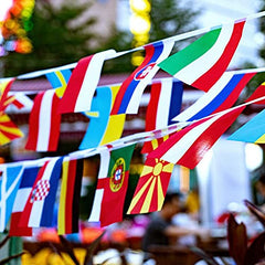 G2PLUS 2023 EURO Football Championship Bunting Flags - 2x8 M European Flag Bunting- 2024 Euro Football Championship Bunting with 24 Participating Teams Flags for Garden, Bar, Party Decoration