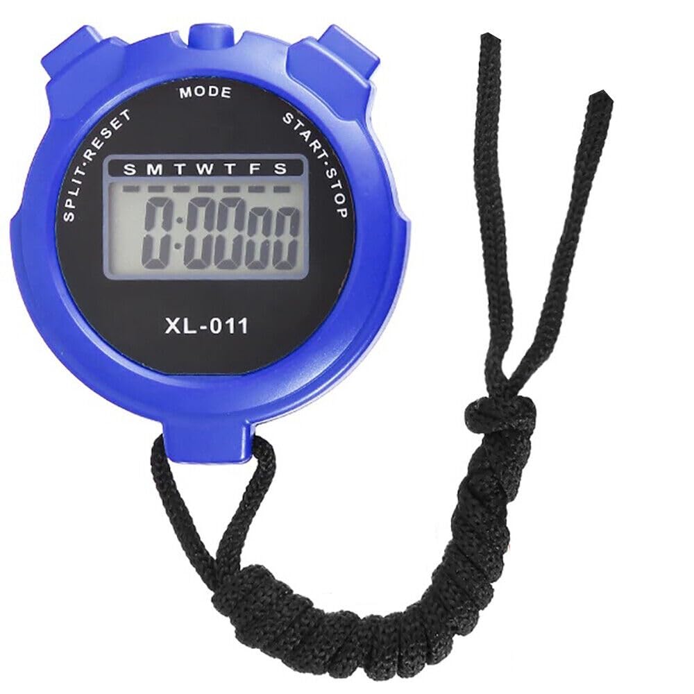 Tranzy Digital Handheld Sports Stopwatch, Multi-Function Stopwatch Timer with Large Display Date & Time, Stopwatch with12/24 Hours Clock, Stopwatch for Swimming, Running, Sports Training (Blue)