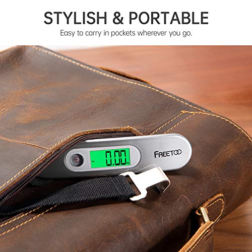 FREETOO Luggage Scales for Suitcases Weighing, Portable Digital Weight Scale for Travel with Tare Function 110 Lb/ 50Kg Capacity (Silver)