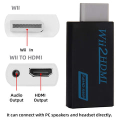 TFUFR Wii to HDMI Converter, Wii to HDMI Adapter, Wii to HDMI 1080P 720P 60hz Connector Output Video & 3.5mm Audio - Support Games TV Projector All Wii Display Modes - Black