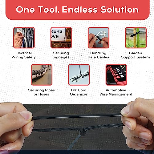 Cable Ties - 100 pcs Natural Zip Ties for Secure Cable Management - Heavy Duty Cable Ties Up to 54.4 kg Tensile Strength - 300 x 4.8 mm Nylon Tie Wraps with Auto-Locking Mechanism - Just Cable Ties