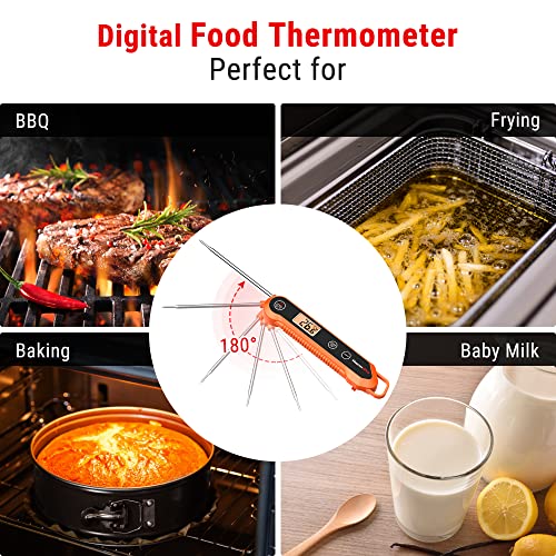 ThermoPro TP03H Meat Thermometers with Foldable Food Temperature Probe, IPX6 Waterproof Food Thermometer with Calibration Lock Function Backlight LCD Screen Cooking Thermometer for Oil Candy Milk Jam