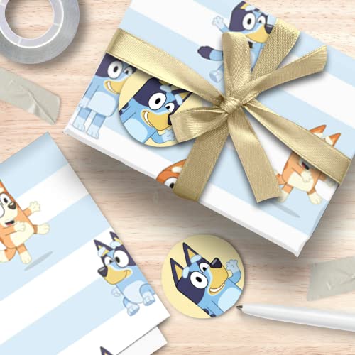 Danilo Promotions LTD BLW01 Bluey Wrapping Paper, Bluey Gift Wrapping, 2 Sheets 2 Tags Bluey