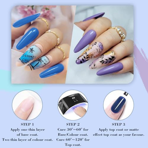 Lavender Violets 21 Pcs Gel Nail Polish Frozen Sliver Diamond Gold Nude Pink Purple Blue Ice Romantic Valentine Gift Set Soak Off UV LED Base,Glossy n Matte Top Coat Manicure Shellac Varnish F986