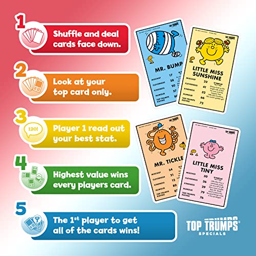 Top Trumps Mr Men and Little Miss Special Card Game, Play with of your favourite characters including Mr Bump, Little Miss Bossy, educational gift and toy for boys and girls aged 8 plus