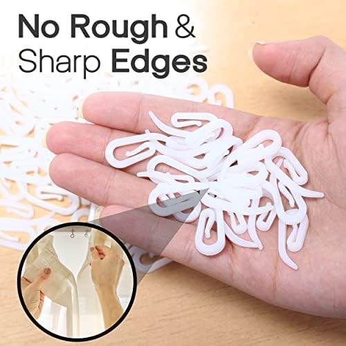 Yuhman 200-Pack Premium White Plastic Curtain Hooks - 2.8cm x 1.2cm - Versatile Heavy - Duty Design for Windows, Doors, and Showers - Fits All Types of Curtains