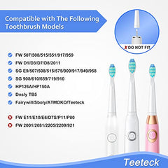 Teeteck Replacement Toothbrush Heads Compatible with Fairywill 507/508/D7/D8/515/551/917/959,White,10 Count