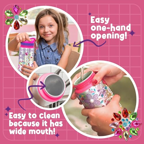 PURPLE LADYBUG Decorate Your Own Water Bottle Craft Kits for Kids - Girls Birthday Presents for Age 6and & Gifts for 10 Year Olds Girls - Arts and Crafts for Kids Age 6-12 & Great 8 Year Old Girl Gifts